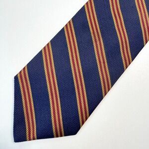 Brooks Brothers Makers All Silk Tie Mens Navy Gold Burgundy Repp Stripe USA Made